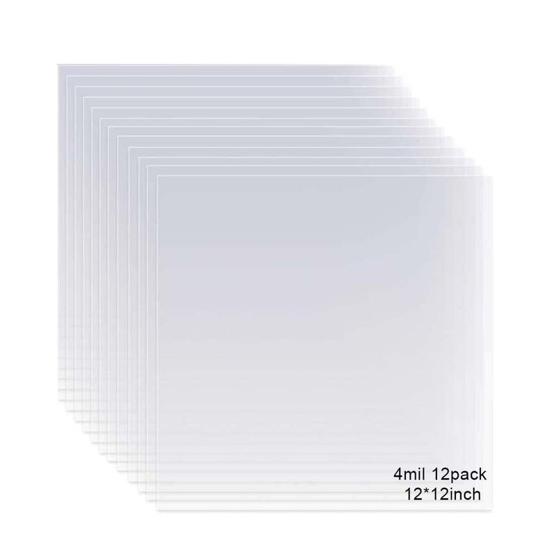 EGOSKY 12 Pack 4 Mil Clear Mylar Stencil Sheets, 12"" x 12"" Blank Stencils, Reusable Template Material, Make Your Own Stencil Compatible Vinyl Cutting Maching - Image 1